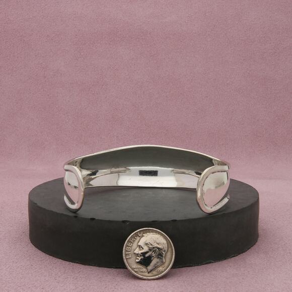 mexico sterling silver vintage beveled cuff bracelet size 7in - Picture 2 of 3